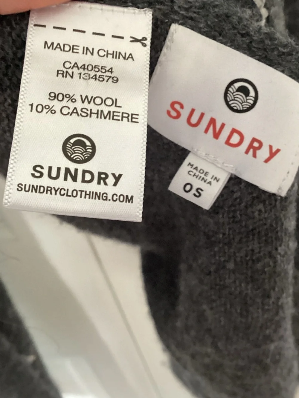 Sundry Revolve Wool Cashmere Wrap Scarf White Bolt Stitch Charcoal Grey